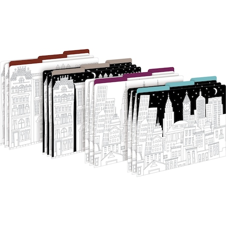 Barker Creek Color Me! Cityscapes Designer Letter-Size File Folders, Multi-Design Set, 12/Package 1344